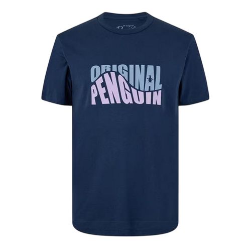 Original Penguin Heren T-shirt met ronde hals en originele opdruk (Yale Blauw)