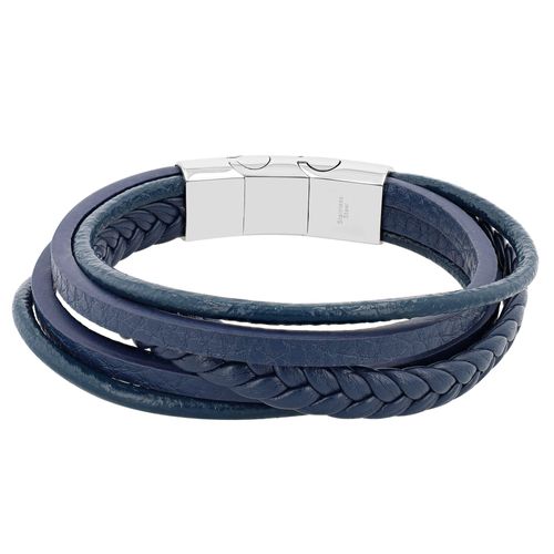 Armband ADELIA´S "Armband – Lederarmband aus Leder 21 cm", blau, Armbänder, Herren, 21cm, Leder, Armband, Perfekt als Geschenk zum Jubiläum