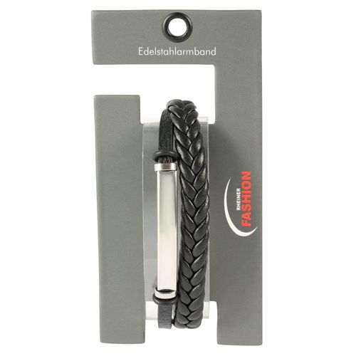 Armband ADELIA´S "Armband – Lederarmband aus Leder 19 cm", schwarz, Armbänder, Herren, 19cm, Leder, Armband, Ein Geschenk, das Freude macht