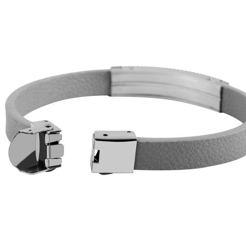 Armband ADELIA´S "Armband aus Leder 24 cm", grau, Armbänder, Damen, 24cm, Leder, Armband, Ideal als Geschenk – dezent und elegant