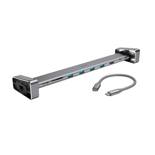 HAMA Laptop-Dockingstation "9in1 USB-C Docking Station für 4x USB-A, USB-C, HDMI™, LAN", grau (anthrazit), B:28,2mm H:3,3mm T:6mm, Dockingstationen