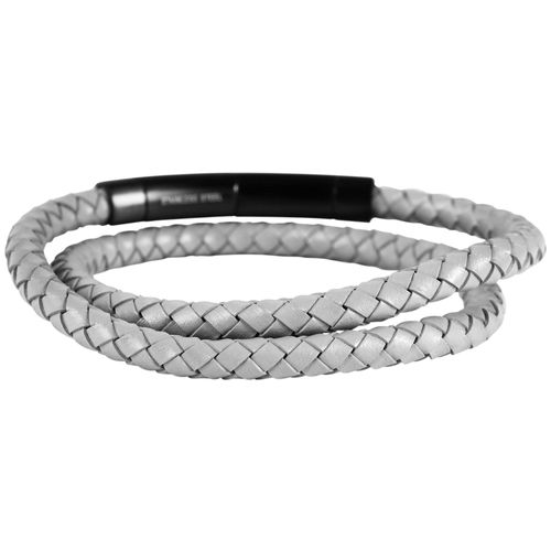 Wickelarmband ADELIA´S "Armband – Wickelarmband aus Leder 43 cm", grau, Armbänder, Herren, 43cm, Leder, Wickelarmband, Schöne Geschenkidee zum Geburtstag