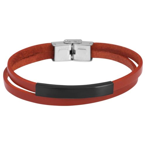 Armband ADELIA´S "Armband aus Leder 21 cm", rot (schwarz), Armbänder, Damen, 21cm, Leder, Armband, Ideal als Geschenk – dezent und elegant