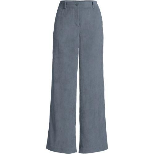 Stretchcord-Hose mit weitem Bein für Damen in Petite-Größe, Damen, size: petite, Grau, Polyester/Polyester-Mischung, by Lands' End