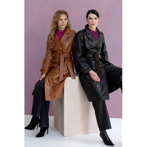 Lyana Leren Jas Cognac