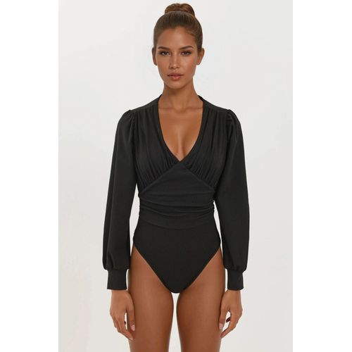 Slim Fit V-Ausschnitt Body mit Ballonärmeln