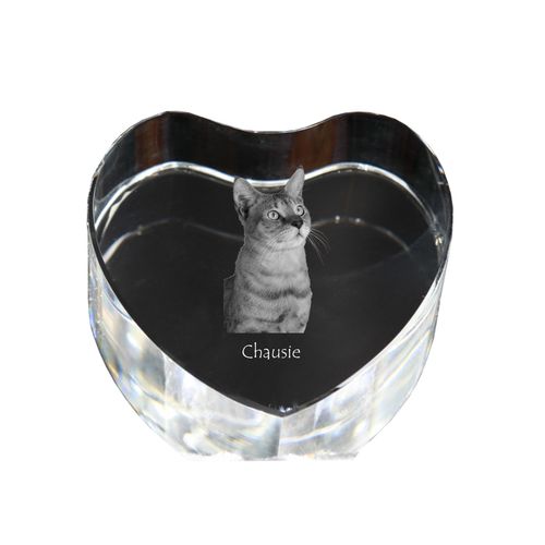 Chausie - Kristalluhr mit Katzenbild, Herzregal-Uhr, personalisierte Standuhr von Art-Dog.