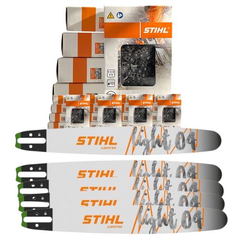 20 Stück Stihl Sägekette 3/8P 1.3 mm 50 TG + 5 Stihl Führungsschiene Light 04, 35 cm 30050004809