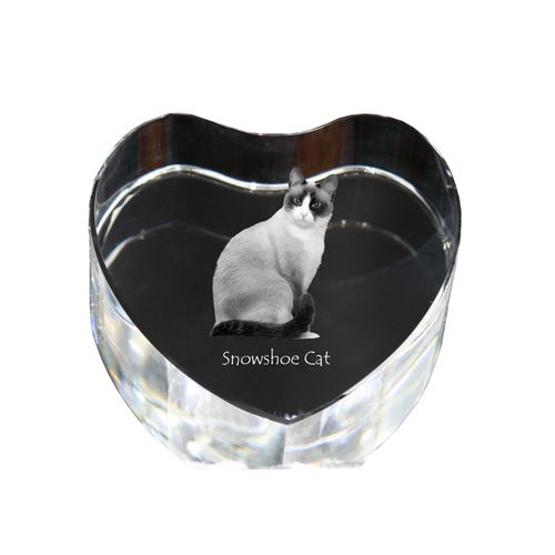 Schneeschuh-Katze - Kristalluhr mit Katzenbild, Herzregal-Uhr, personalisierte Standuhr von Art-Dog.