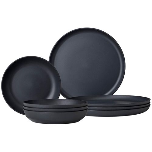 Geschirr-Set MEPAL "Tafel-Set Silueta 8er Set", schwarz (nordic schwarz), 8, Kunststoff, Geschirr-Sets, Geschirr-Set, Spülmaschinengeeignet, Mikrowellengeeignet, Gefrierfachgeeignet, Dampfgarergeeignet, max. 150 ¿C