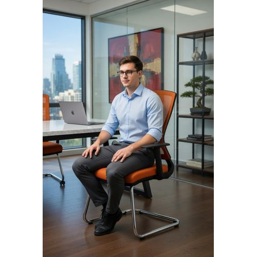 Bequemer Bürostuhl für Büro und Konferenzräume in Orange