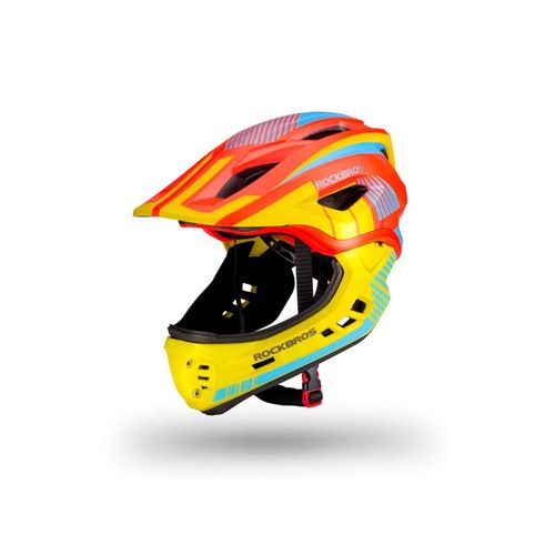 Rockbros Kinder Fahrradhelm mit Kinnschutz Gelb / Orange M