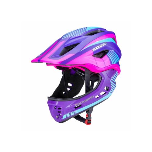 Rockbros Kinder Fahrradhelm mit Kinnschutz Rosa / Lila S