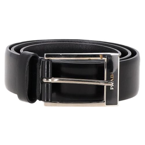 Prada Logo Gespriem Belts van Zwart Leer