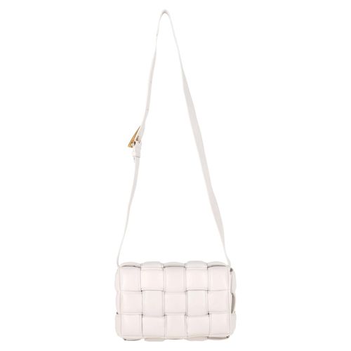 Bottega Veneta Gevoerde Cassette Schoudertas in Witte Lederen uitvoering