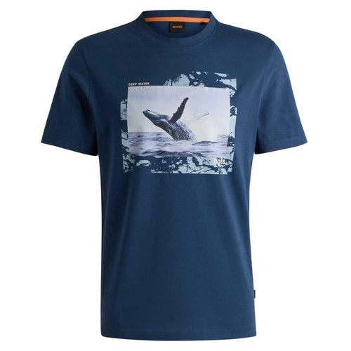 Boss Heren Walvis Katoenen T-Shirt (Marineblauw)