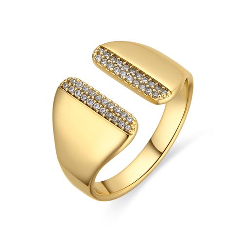 Luxenter Ring met schitterende zirkonia, 18-karaats goud afgewerkt - Niando