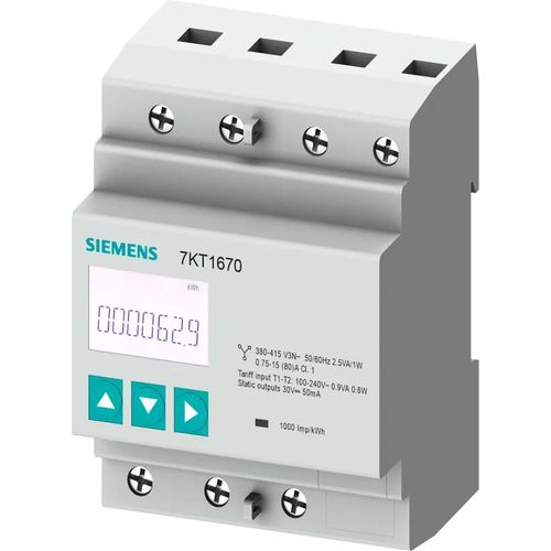 Siemens PAC1600: 3 phasig / 80A, Modbus, MID, Leistungsstrom, kWh, IP40, 80 A, 401 g, 360 g