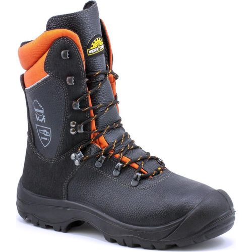 WorkPower Rual-Tex Schnittschutzstiefel Little Forest S3 Gr. 45 schwarz/orange