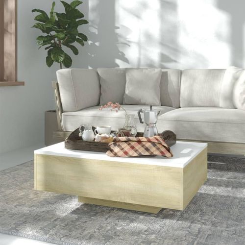 Kaffeetisch weiß und Sonoma Eiche 33.5"x21.7"x12.2" Chipboard