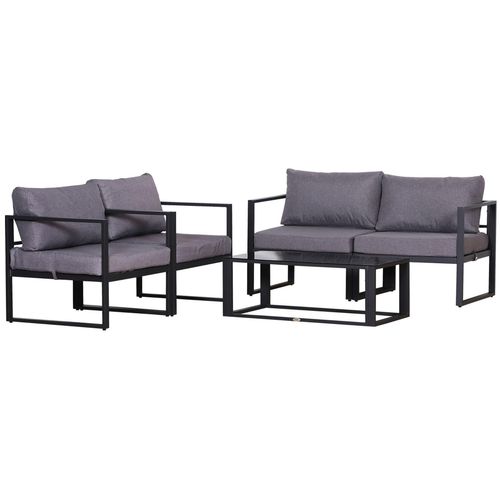 4-teiliges Gartenmöbel Set, kombinierbar mit hoher Belastbarkeit, Grau