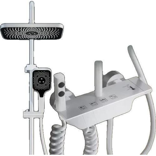 Duschsystem, LED-Digitalanzeige, höhenverstellbar, Weiß ohne Anzeige