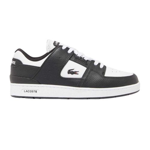 Lacoste Unisex leren sportschoenen met kooiconstructie voor volwassenen (Zwart/Wit)