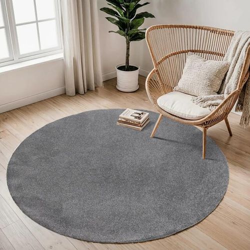 Muratap Comfy soft rond effen vloerkleed wasbaar uni 240 cm rond