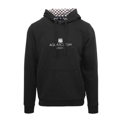 Aquascutum Heren Belettering Hoodie (Zwart)
