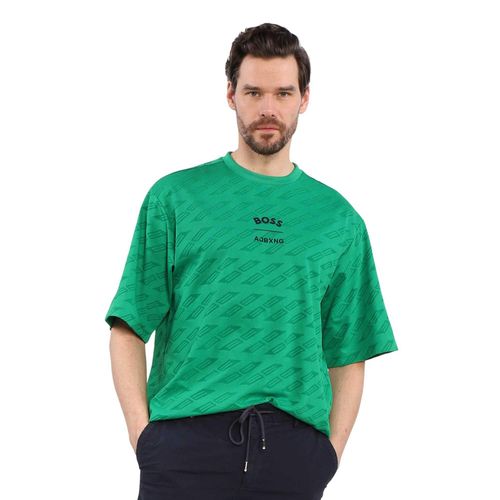 Boss Heren Ajbxng Talboa T-shirt met all-over print (Groen)