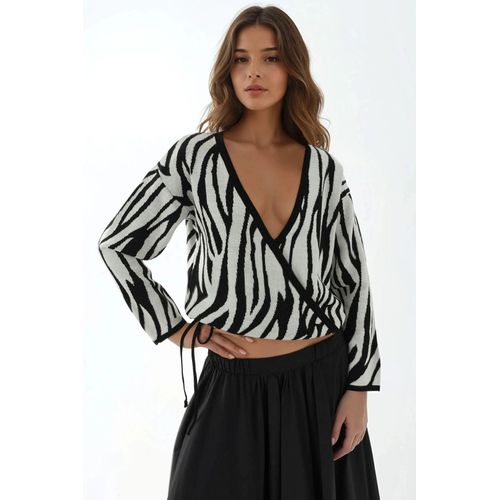 Zebra Print V-Hals Trui