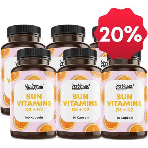 YesVegan® Vitamin D3 K2 Omega 3 5000 IE Depot 180 Kapseln - 6er Set