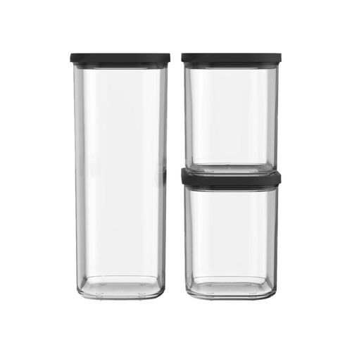 Vorratsdose MEPAL "Vorratsdosen Modula 3er Set", schwarz, Kunststoff, Lebensmittelaufbewahrungsbehälter, Vorratsdose