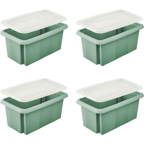 Aufbewahrungsbox KEEEPER "Emil, 4er Set, 7 L, 35 x 20,5 x 15 cm", nordic grün, B:35cm H:15cm T:20,5cm, Kunststoff, Aufbewahrungsboxen, Aufbewahrungsbox, ineinander und aufeinander stapelbar