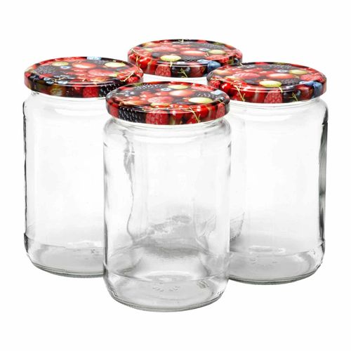 Einmachglas VAN WELL "Einmachgläser / Sturzgläser Wildberries 720 ml 4er Set transparent", bunt (transparent), L:8,5cm, Glas, Lebensmittelaufbewahrungsbehälter