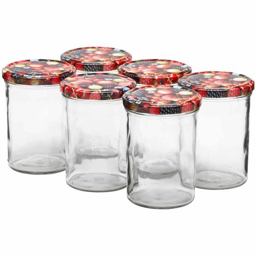 Einmachglas VAN WELL "Einmachgläser / Sturzgläser Wildberries 435 ml 6er Set transparent", bunt (transparent), L:8,5cm, Glas, Lebensmittelaufbewahrungsbehälter