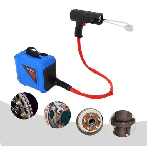 Induktionsheizer 1800W - Magnetisches Heizgerät für Auto & Werkstatt - 220V EU-Stecker - 4 Heizspulen - Bis 800°C - Werkzeugkoffer - Blau/Schwarz