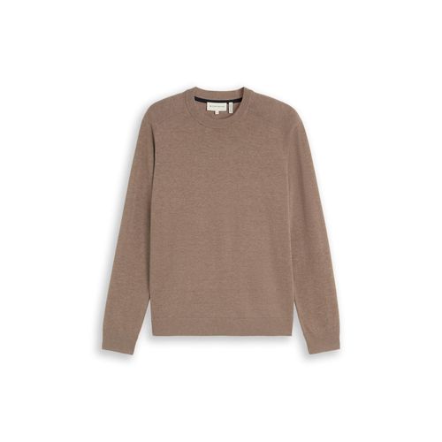 TOM TAILOR Herren Strickpullover mit Seidenanteil, braun, Uni, Gr. XL