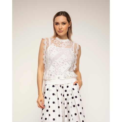 Semitransparante kantentop met elastische taille
