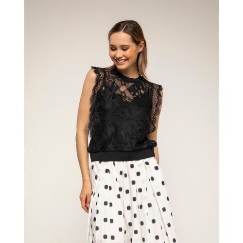Semitransparante kantentop met elastische taille