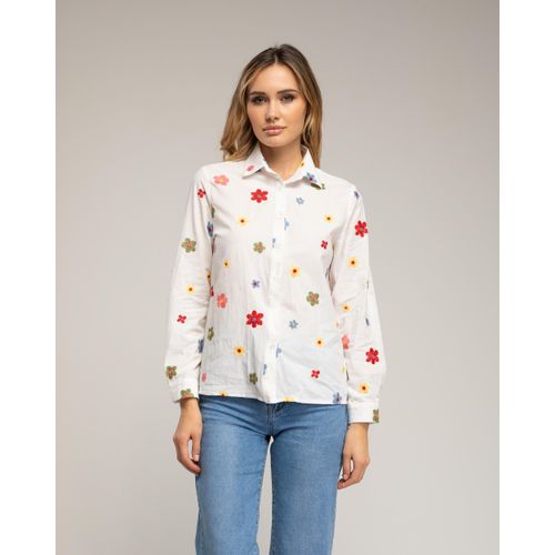 Blouse met bloemenborduursel