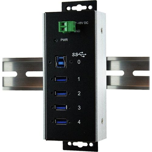 EXSYS EX-1185HMVS-WT USB3.0 Metall Hub 4 Ports Din Rail Temperaturbereich -40°C bis 85