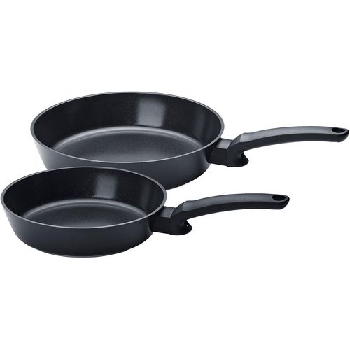 Pfannen-Set FISSLER "Ceratal Evo Comfort", schwarz (orbitschwarz), Pfannen, 2-teiliges Keramikpfannen-Set