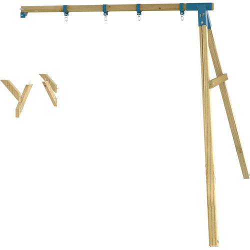 TP Toys Doppelschaukel aus Holz, braun, L 260 x B 235 x H 200 cm, mit Verankerungsset