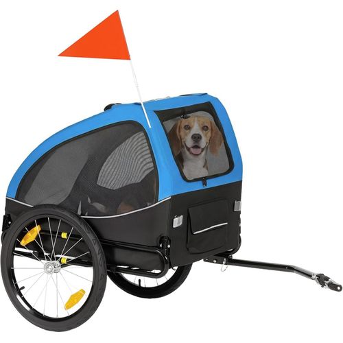 Hundeanh?nger fš¹r Fahrrad faltbar mit Reflektoren, bis 20 kg, Blau