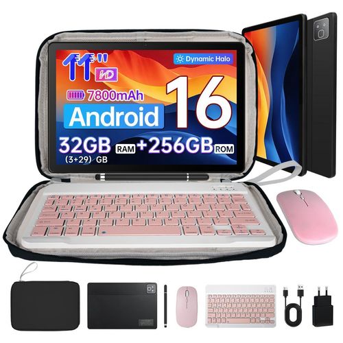 Tablet 11 Zoll, 32(3+29)GB RAM, 256 GB, 7800mAh, mit tastatur, stift, maus und tasche, WiFi 6, Gesichtserkennung