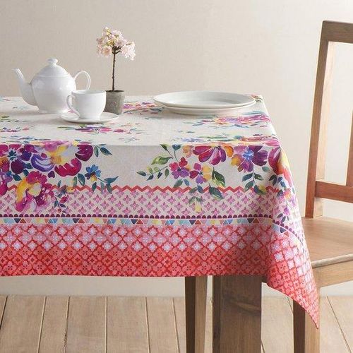 Kleidung für den Tisch, 100% Baumwolle, 160 cm x 220 cm dekorativ, waschbar, quadratisches Tischkleid, Tischkleid für Muttertag, Essen, Küche, Camping, rosa Garten - Frühling/ Sommer
