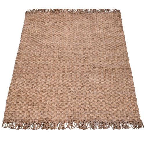 JUTETEPPICH handgewebt wendbar, mit Korbbindung-Motiv, Natur, 160 x 230 cm