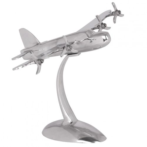 DEKOFIGUR Flugzeugpropeller Aluminium Silber 42x30 cm handgefertigt