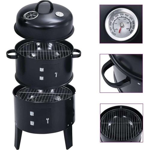 Möbel 3-in-1 Holzkohlegrill Räucherofen 40×80 cm - Holzkohlegrills 46613